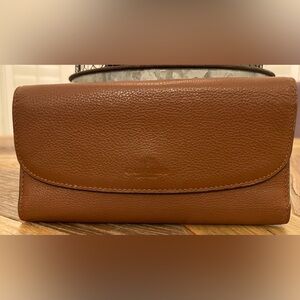 Coach Tri-fold Tan Check Book Wallet